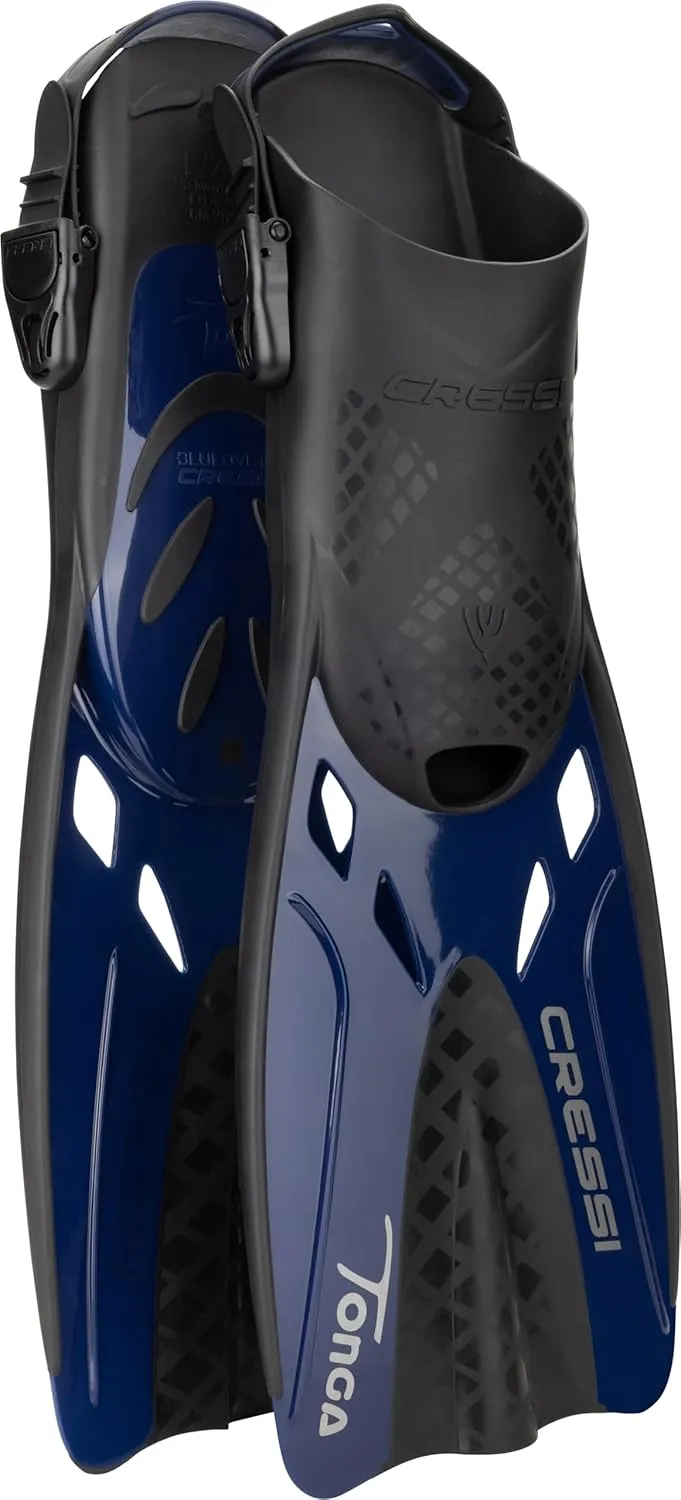 Cressi Snorkeling Set- Short Adjustable Fins, Silicone Mask, and Dry Snorkel- Compact for Travel- Tino Adventure Set- Designed in Italy