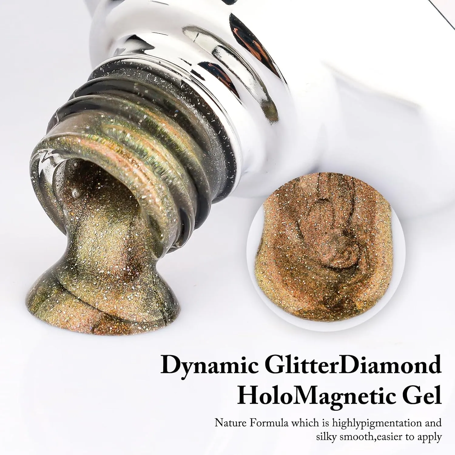 Crushed Diamond Cat Eye Gel Nail Polish with Magnet Stick, 15ml Holographic Glitter Gel, Ideal for DIY Nail Art, Twilight Sparkle