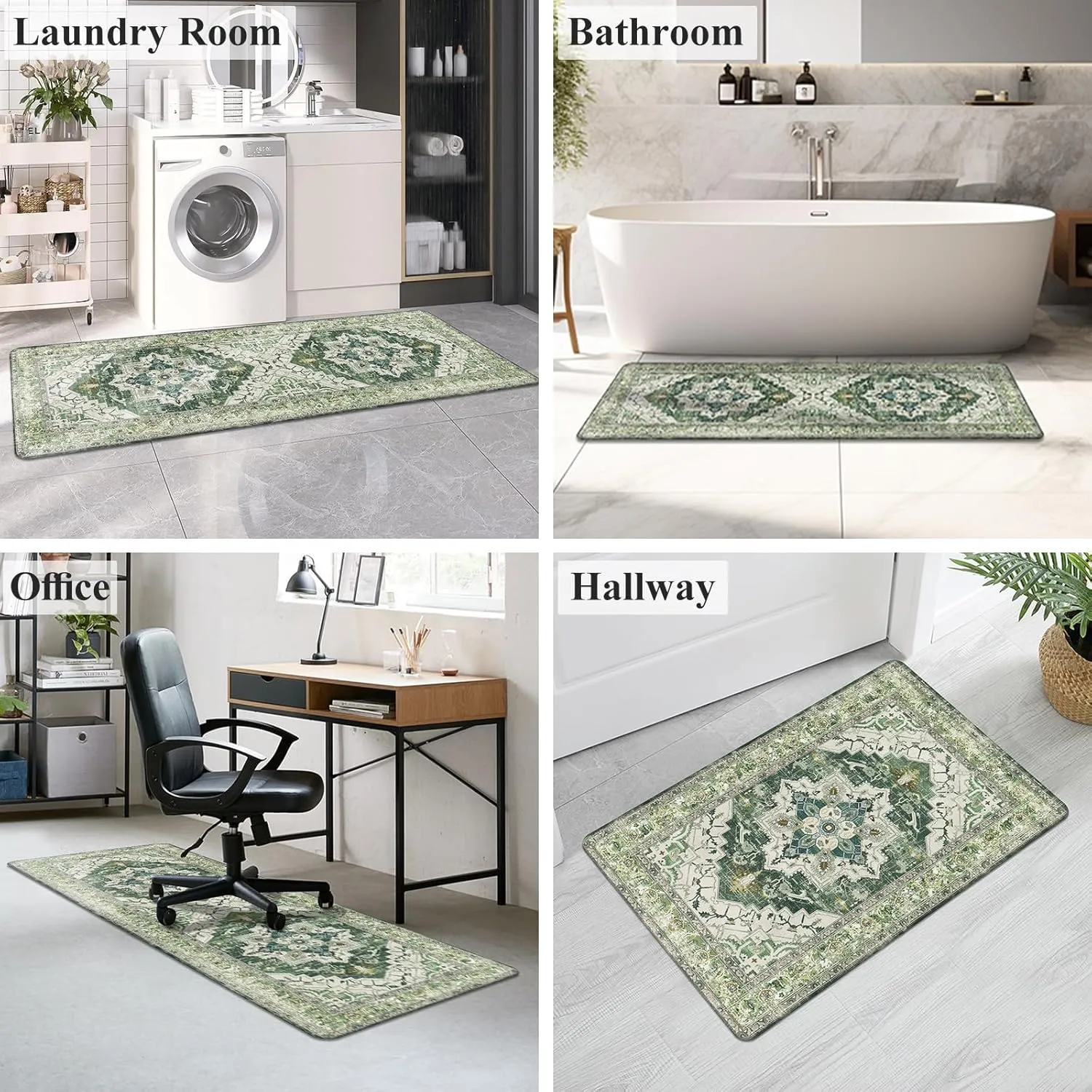 Cushioned Kitchen Rug Sets 3 Piece Anti Fatigue Kitchen Mats for Floor Non Slip Waterproof Kitchen Rugs and Mats Comfort Standing Mat Runner for Home Office,Sink,Laundry