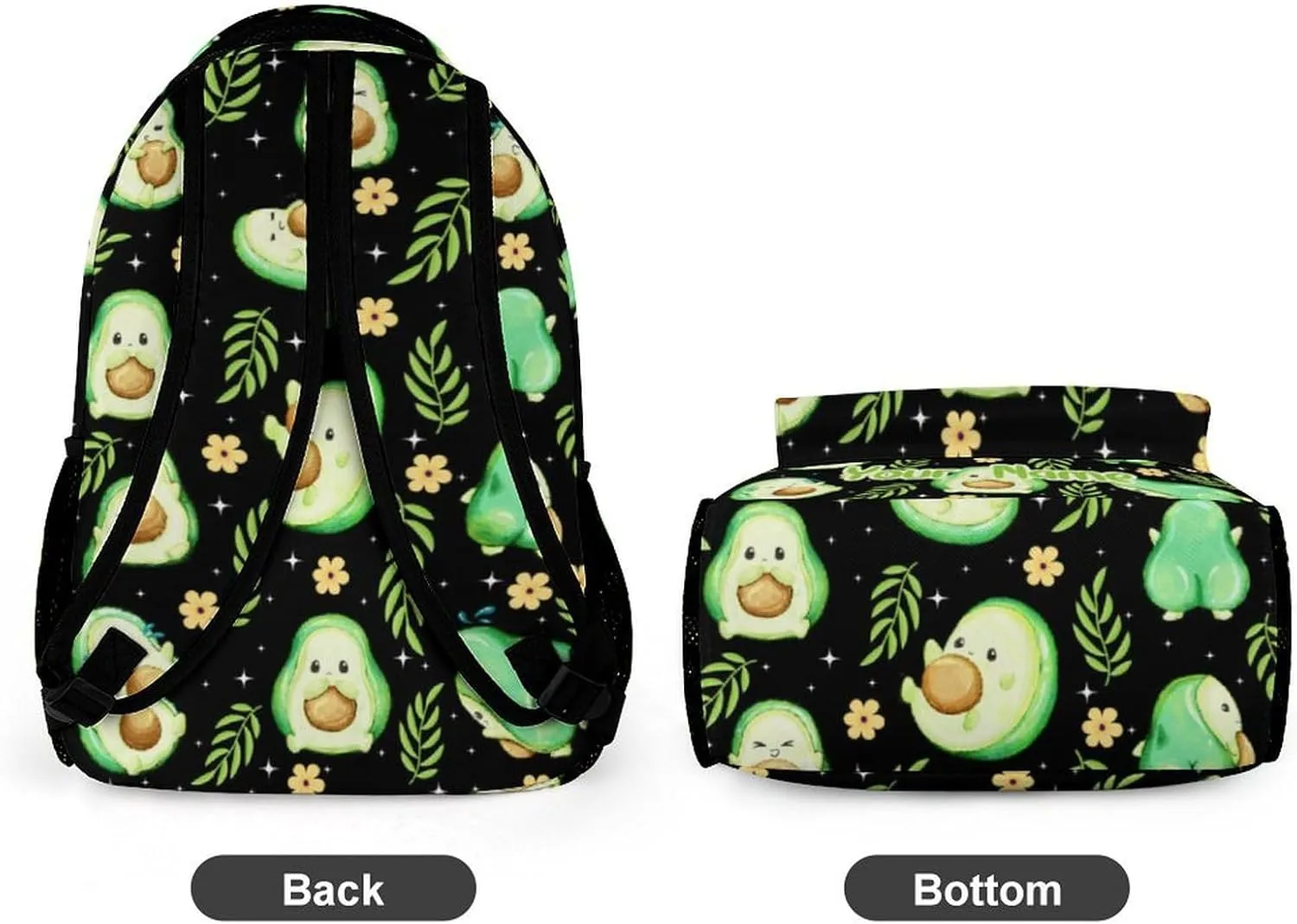 Custom Avocado School Backpack for Kids Girls Boys, 16 Inch Cute Avocado Themed Bookbag, Personalized School Backpack for Students Children, Lightweight, Large Capacity