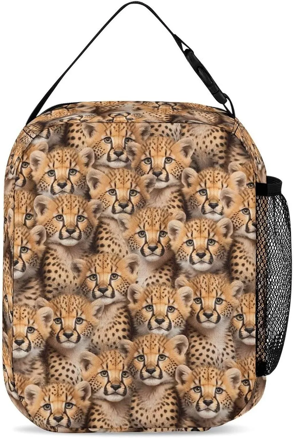 Custom Leopard Backpack with Lunch Box & Pencil Case for Kids Girls Boys School, 16 Inch Cute Cheetah Bookbag, School Backpack for Students Children, Lightweight, Large Capacity