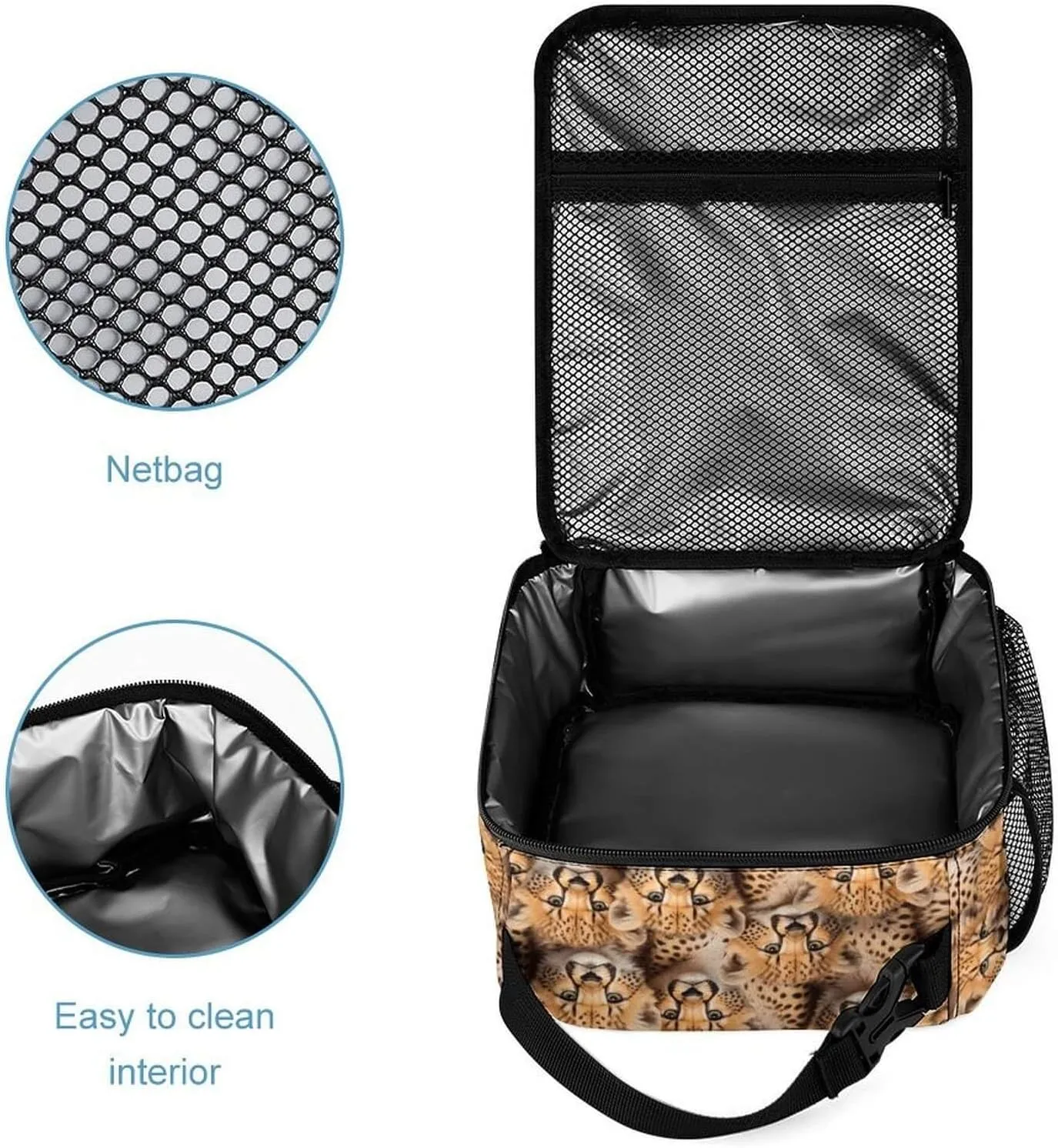 Custom Leopard Backpack with Lunch Box & Pencil Case for Kids Girls Boys School, 16 Inch Cute Cheetah Bookbag, School Backpack for Students Children, Lightweight, Large Capacity