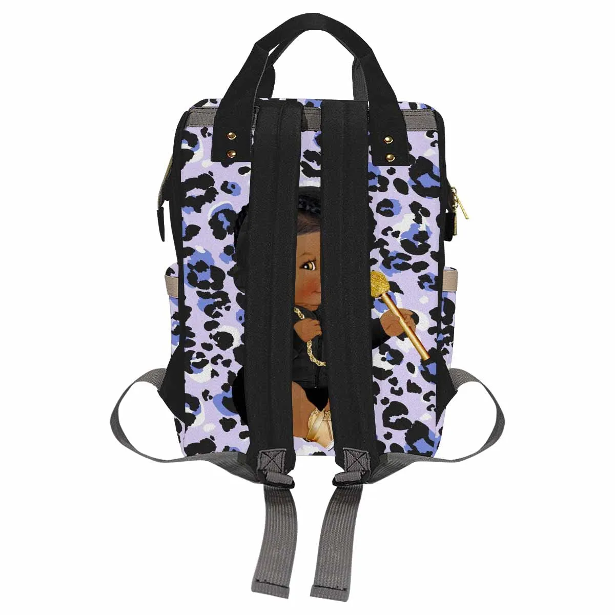 Custom Leopard Purple Diaper Bags for Men Personalized African Men Mummy Backpack with Name Personalized Shoulder Bag for Women
