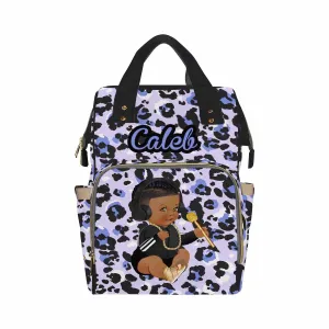Custom Leopard Purple Diaper Bags for Men Personalized African Men Mummy Backpack with Name Personalized Shoulder Bag for Women