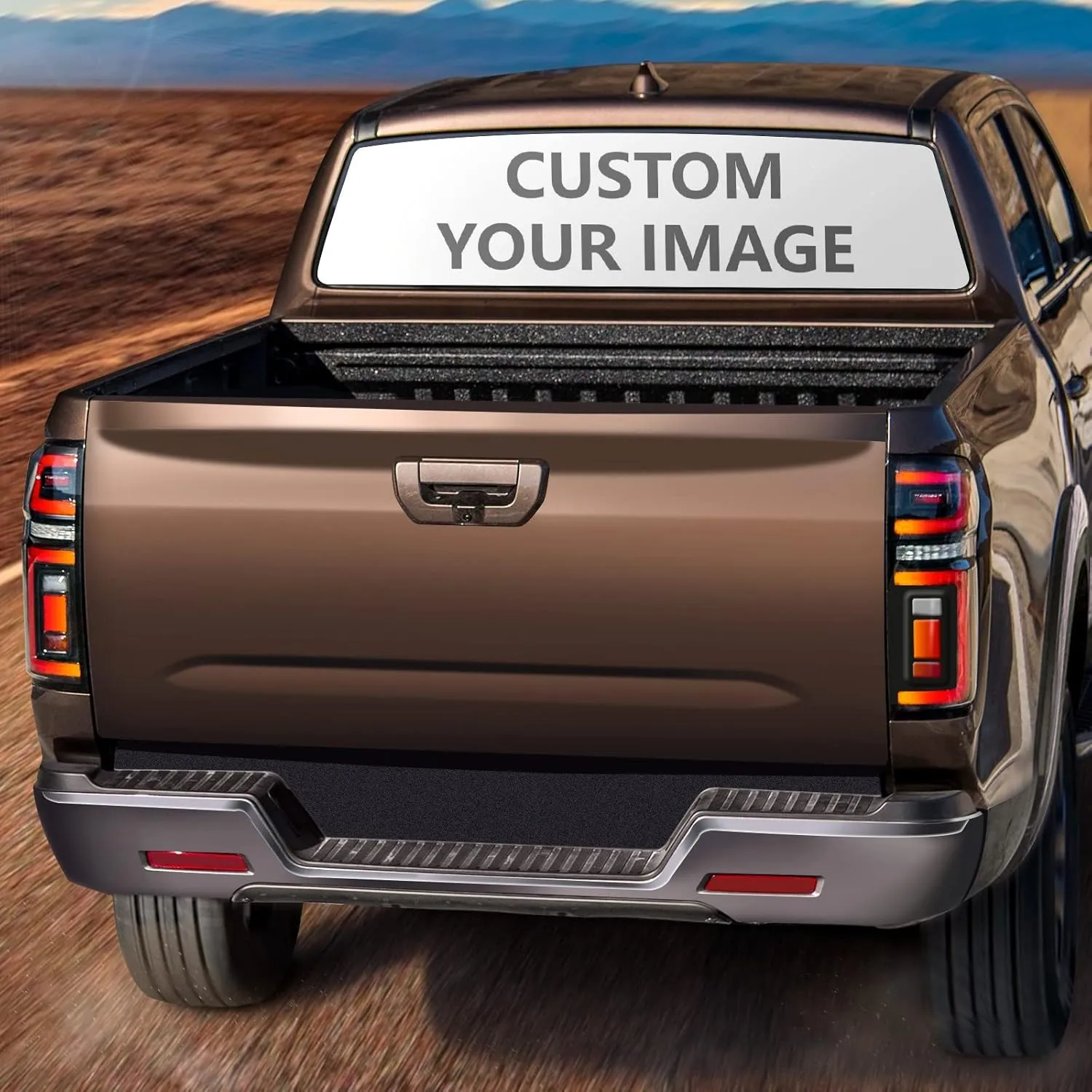 Custom Rear Window Graphic Decals for Trucks - Personalized Pickup Car Stickers 66" x 22" - Perforated Vinyl Film - Design Your Own Back Window Graphic