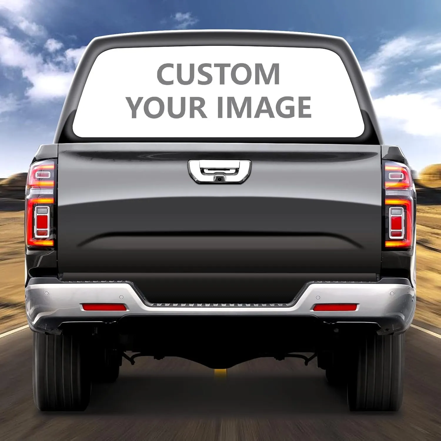 Custom Rear Window Graphic Decals for Trucks - Personalized Pickup Car Stickers 66" x 22" - Perforated Vinyl Film - Design Your Own Back Window Graphic