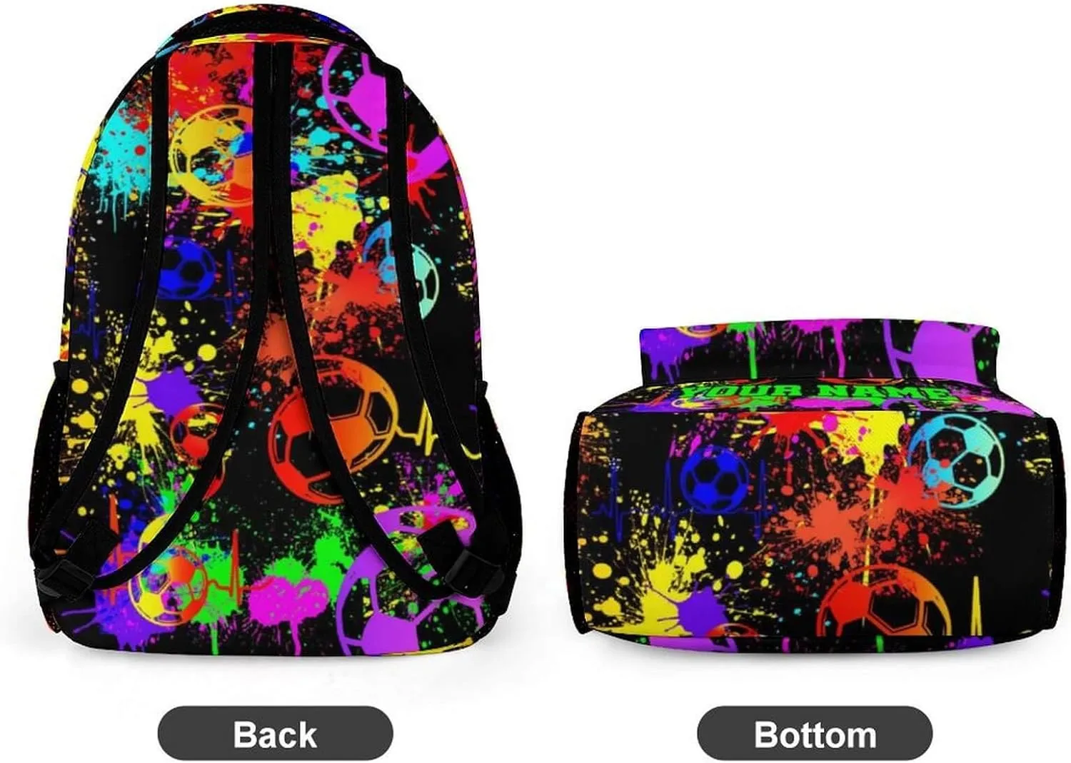 Custom Soccer School Backpack for Kids Girls Boys, 16 Inch Cool Soccer Themed Bookbag, Personality School Backpack for Students Children, sustainable, Lightweight, Large Capacity