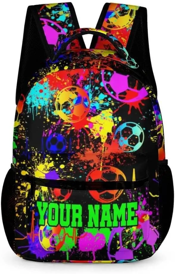 Custom Soccer School Backpack for Kids Girls Boys, 16 Inch Cool Soccer Themed Bookbag, Personality School Backpack for Students Children, sustainable, Lightweight, Large Capacity