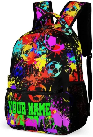 Custom Soccer School Backpack for Kids Girls Boys, 16 Inch Cool Soccer Themed Bookbag, Personality School Backpack for Students Children, sustainable, Lightweight, Large Capacity
