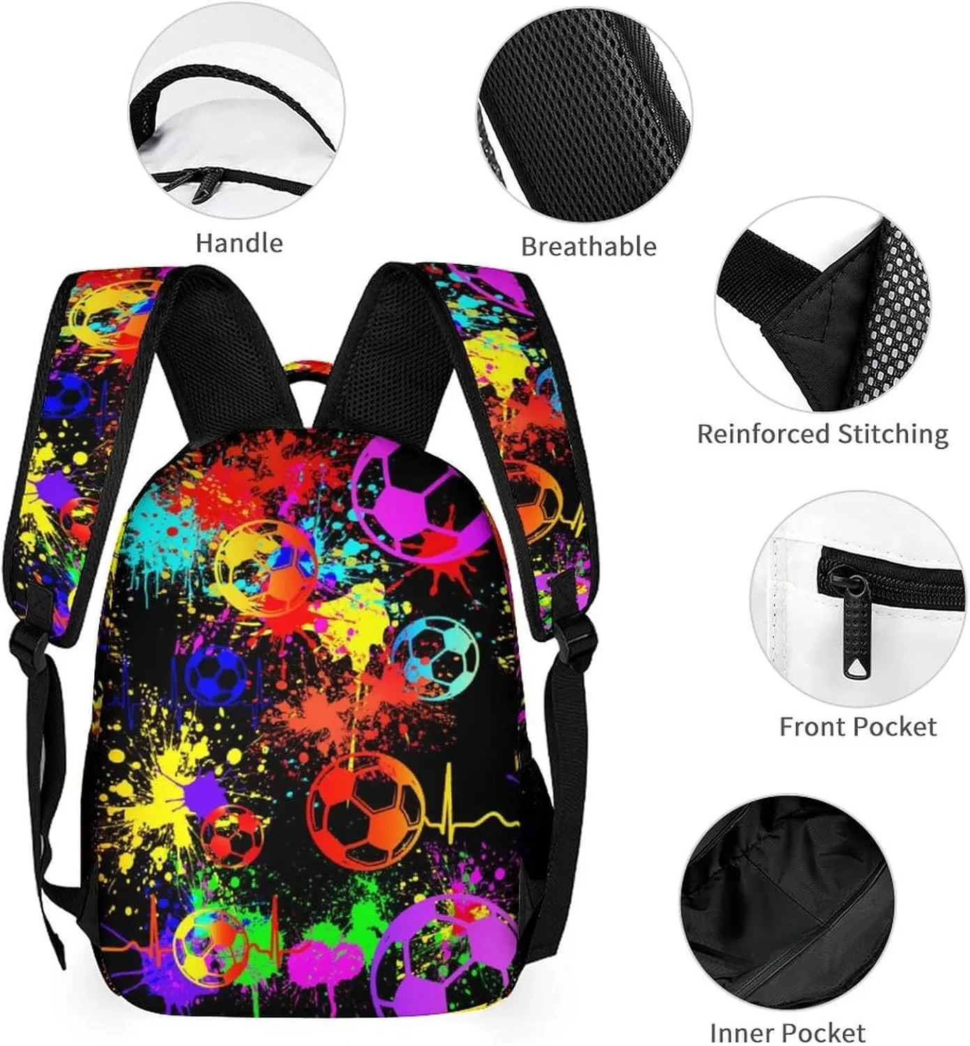 Custom Soccer School Backpack for Kids Girls Boys, 16 Inch Cool Soccer Themed Bookbag, Personality School Backpack for Students Children, sustainable, Lightweight, Large Capacity