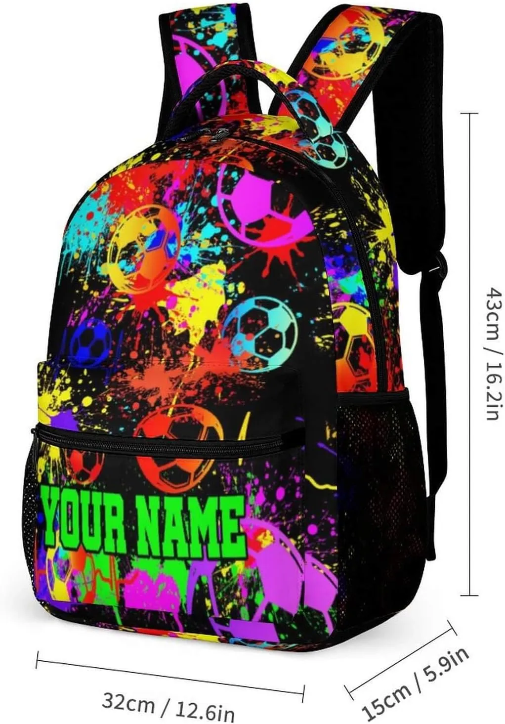 Custom Soccer School Backpack for Kids Girls Boys, 16 Inch Cool Soccer Themed Bookbag, Personality School Backpack for Students Children, sustainable, Lightweight, Large Capacity