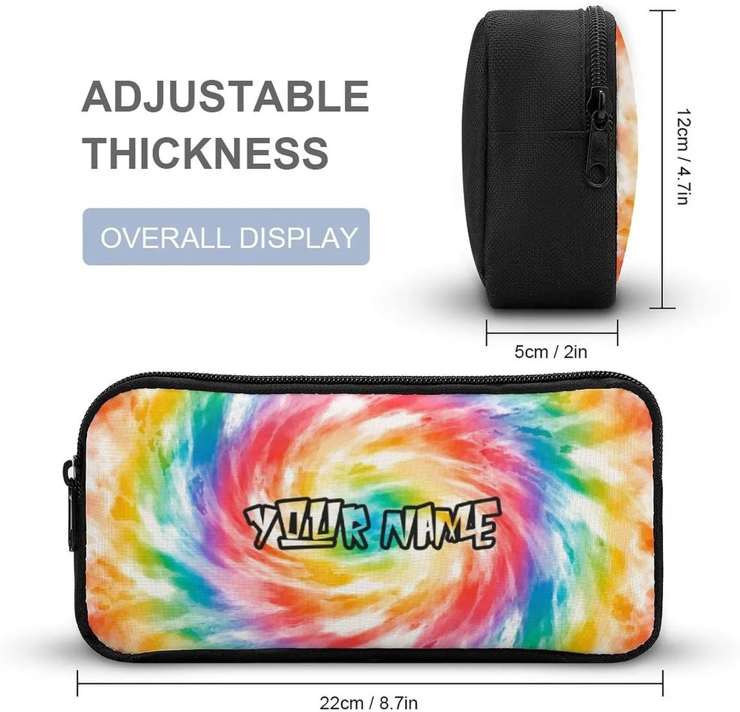 Custom Tie Dye Backpack with Lunch Box & Pencil Case for Kids Girls Boys School, 16 Inch Cute Tie Dye Bookbag, School Backpack for Students Children, Lightweight, Large Capacity