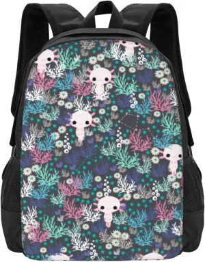 Cute Axolotl Lightweight Packable Backpack Travel Casual Large Capacity Daypack Foldable Backpack For Men Women