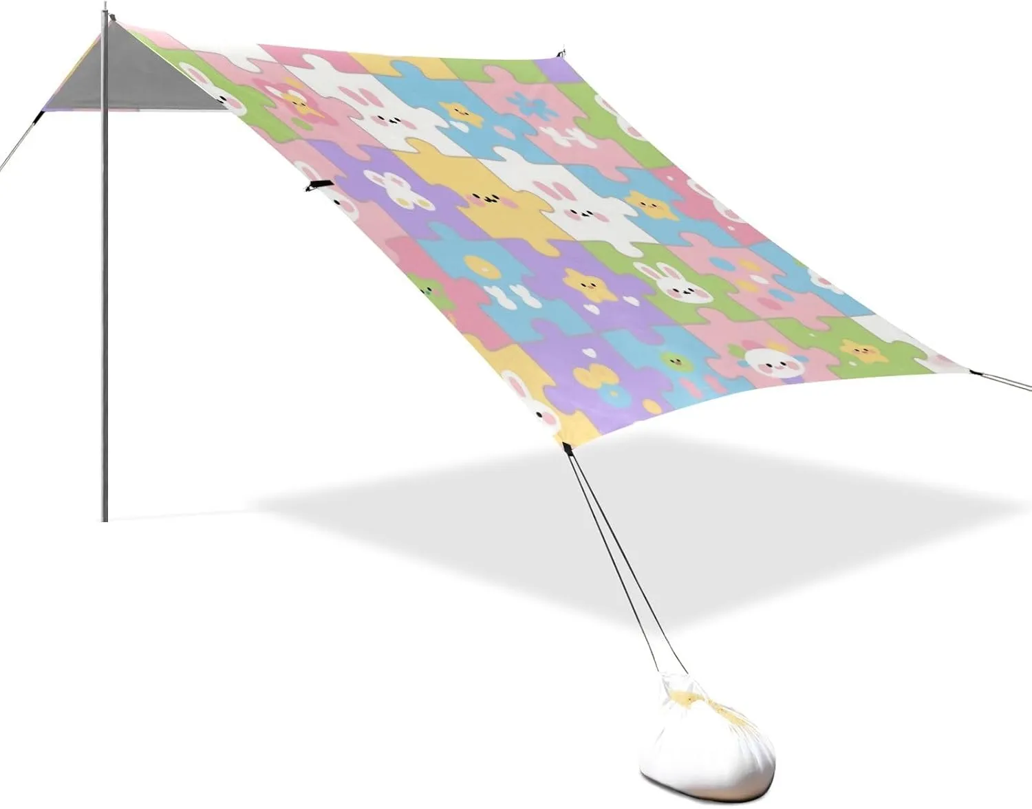 Cute Cartoon Childish Pattern Colorful Designed UPF50  Foldable Beach Tent Easy Setup Portable Sun Shelter with Sand Shovel for Backyard, Grassland, Park carpas de sol para la Playa