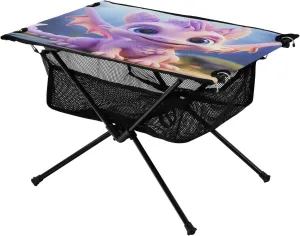 Cute Cartoon Dragon Portable Folding Camping Table, Compact Lightweight Beach Table with Carrying Bag for Outdoor Picnics, BBQs, Camp