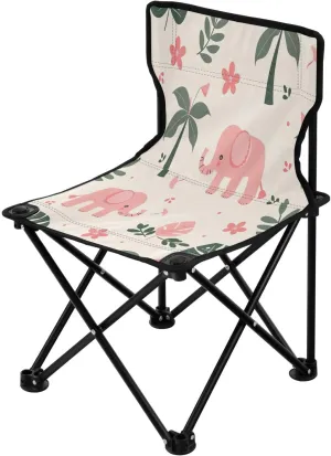 Cute Elephant Portable Outdoor Folding Chair Anti-Slip Padded Oxford Cloth Stool Camping Chair Small for Beach Hiking Fishing Gardening Quad Camp Chair