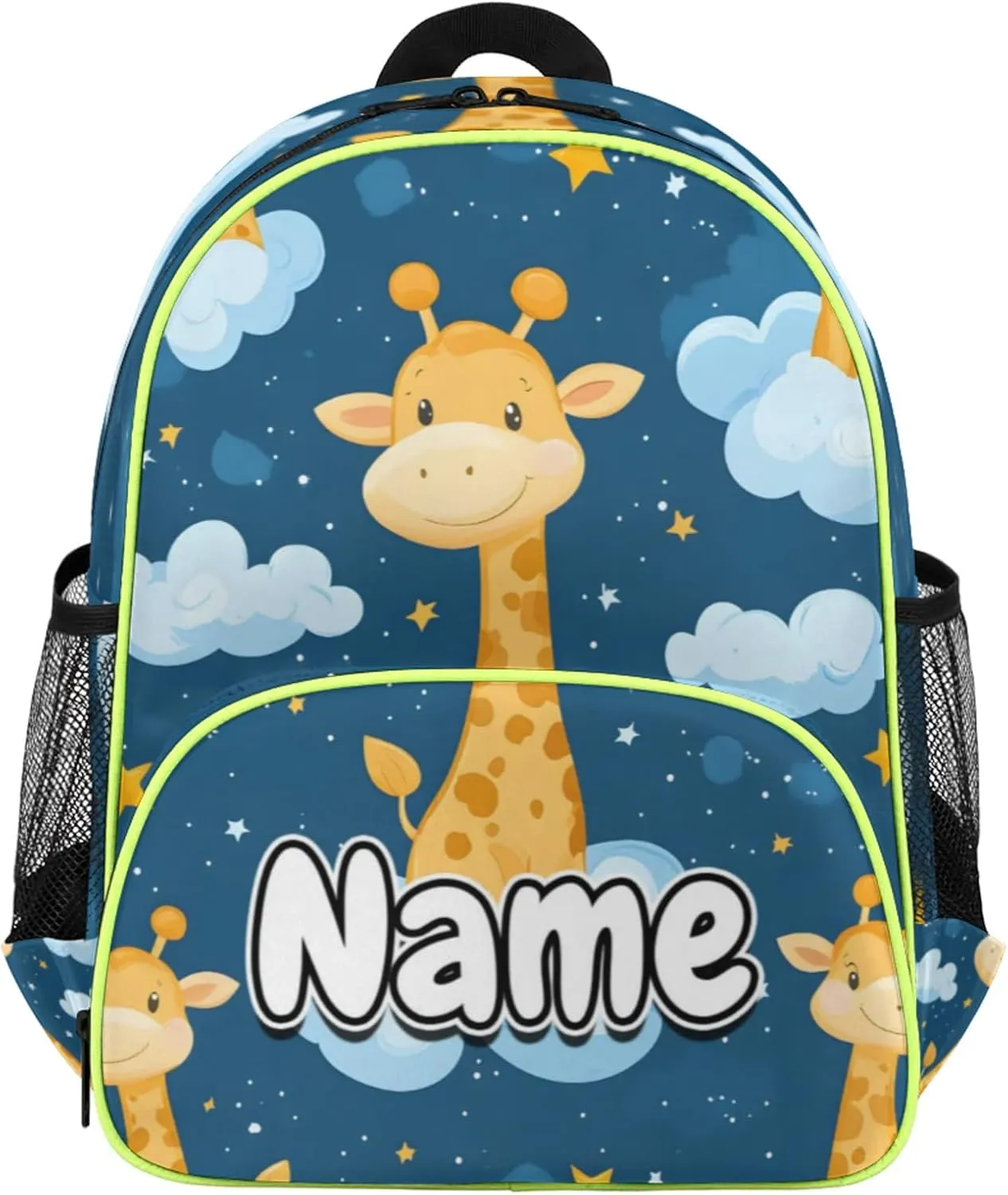 Cute Giraffe Custom Backpack with Name Cute Personalized Small Shoulder Bag Waterproof Travel Casual Backpack with Chest Strap 14.2in