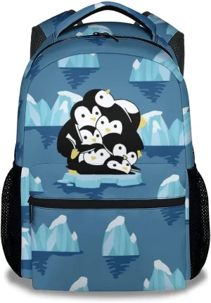 Cute Penguin Backpack, 16 Inch Animal Theme Bookbag with Adjustable Straps, Durable, Lightweight, Large Capacity, School Backpack for Kids Girls Boys