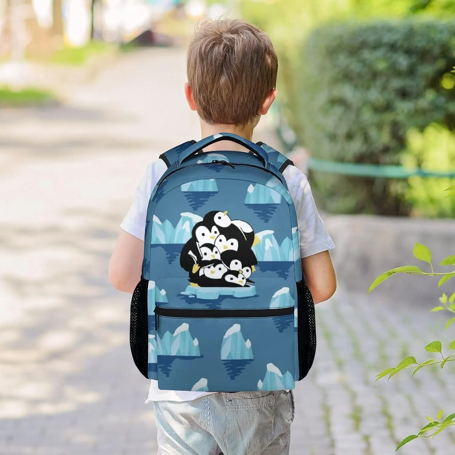 Cute Penguin Backpack, 16 Inch Animal Theme Bookbag with Adjustable Straps, Durable, Lightweight, Large Capacity, School Backpack for Kids Girls Boys