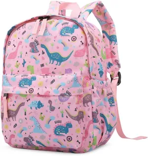 Cute Toddler Backpack for Boys Girls Preschool Kindergarten Nursery Travel School Bag with Chest Buckle(Pink Dinosaur)