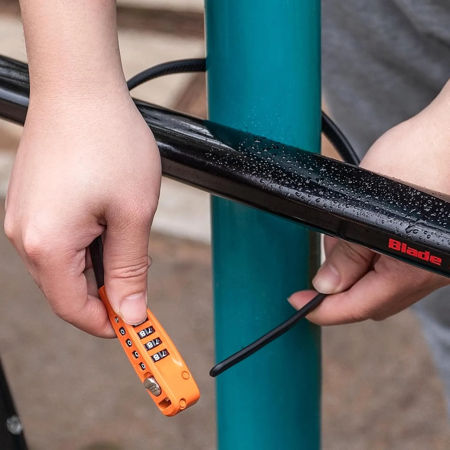 CXWXC Zip Tie Lock - 4-Digit Combo Cable Locks for Bike Motorcycle Helmet, Skateboard, Skis, Snowboard, Stroller & Cabinet - Ideal for Lightweight Security (2PC - Orange, 45CM)