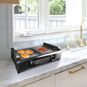 Danby DBSG29412XD11 Smokeless Indoor Grill in Black Advanced Air Circulation Technology Independent on/off and temperatures.
