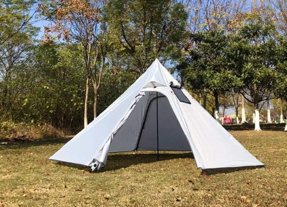 DANCHEL OUTDOOR Backpacking Hot Tent with Stove Jack for 2/4 Person Camping, 4 Season Lighweight Teepee Tent for Hunting Winter Solo Camping,10.5ft/13ft