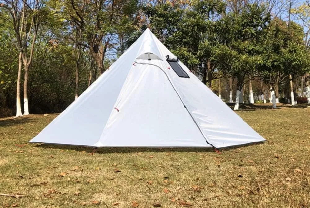 DANCHEL OUTDOOR Backpacking Hot Tent with Stove Jack for 2/4 Person Camping, 4 Season Lighweight Teepee Tent for Hunting Winter Solo Camping,10.5ft/13ft