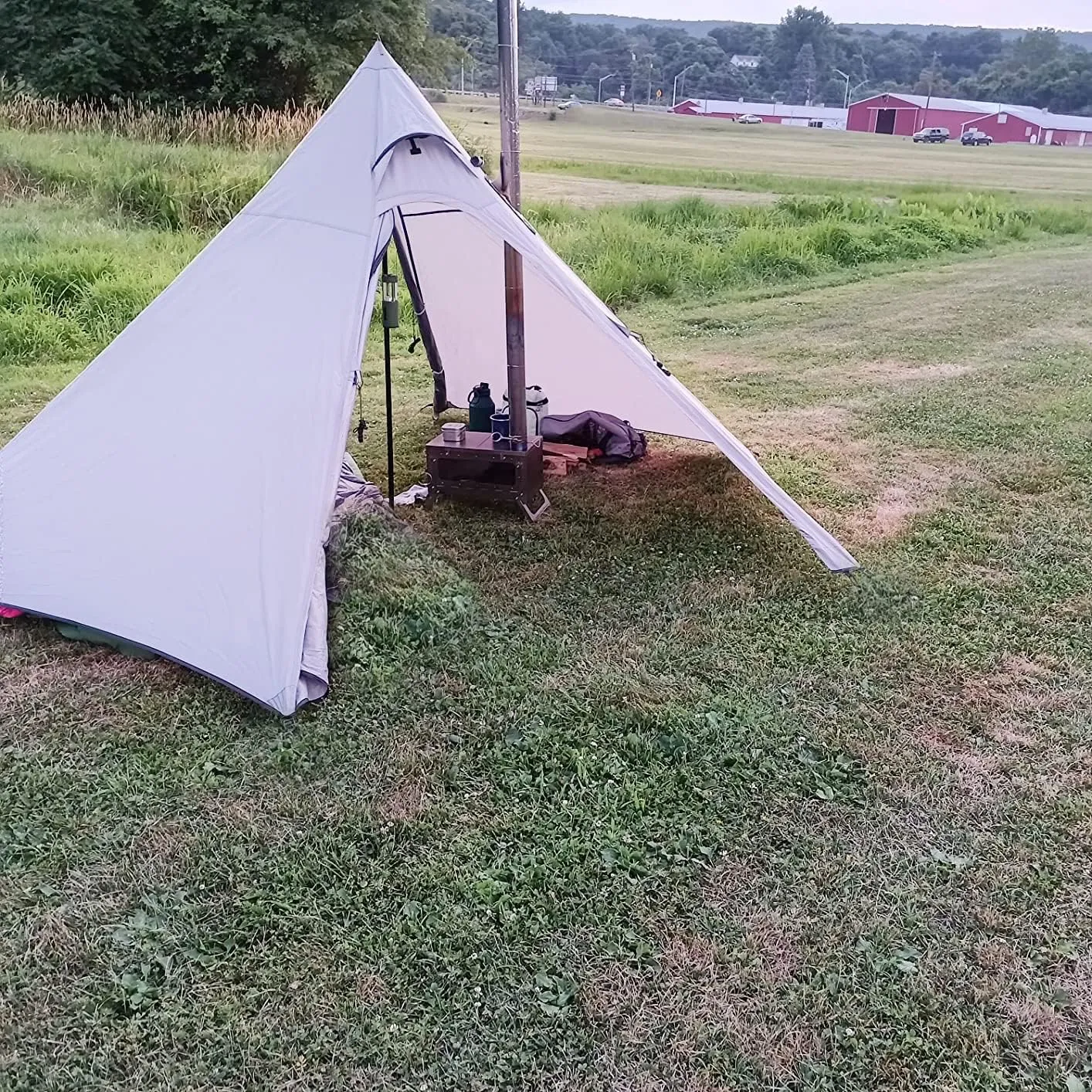 DANCHEL OUTDOOR Backpacking Hot Tent with Stove Jack for 2/4 Person Camping, 4 Season Lighweight Teepee Tent for Hunting Winter Solo Camping,10.5ft/13ft