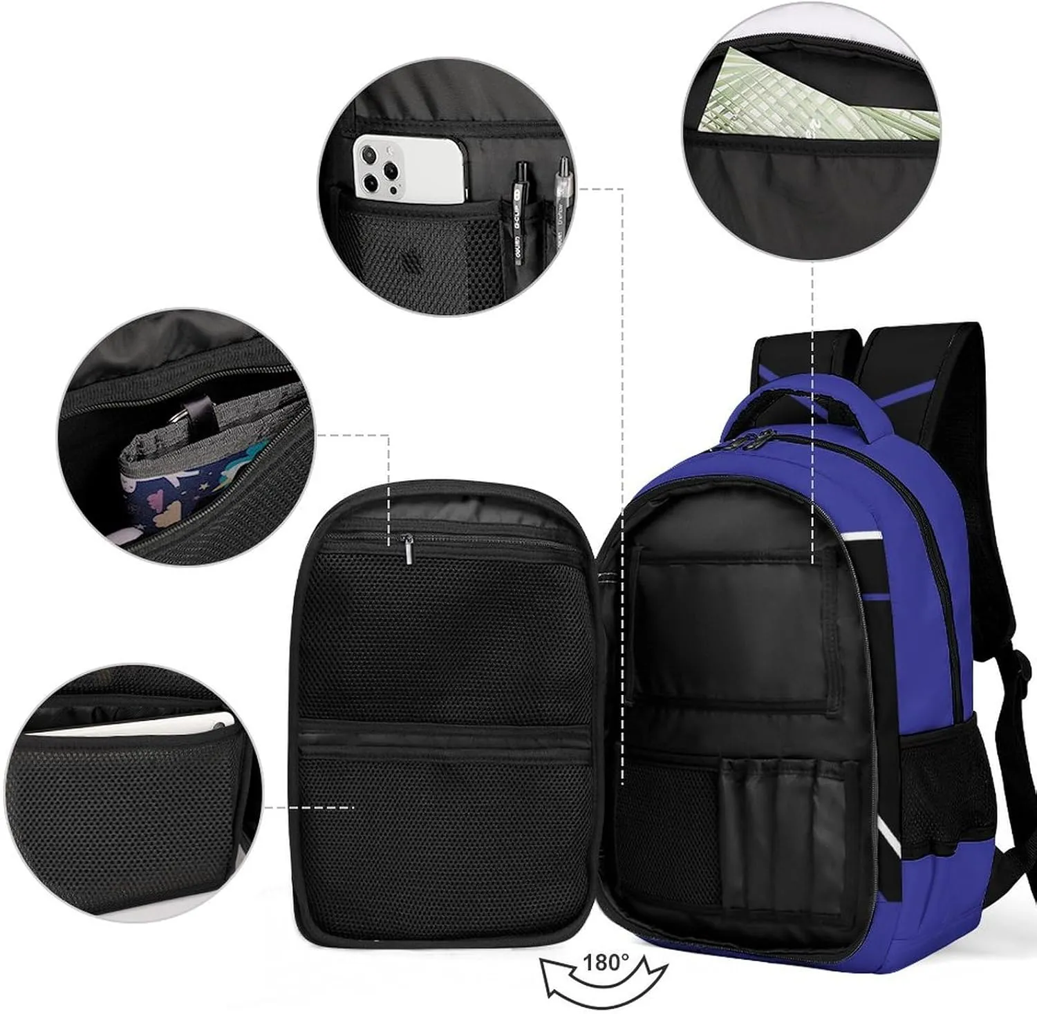 Dark Blue Cheerleader Waterproof School Backpack Personalized with Name for Men Women Sport Laptop Bag