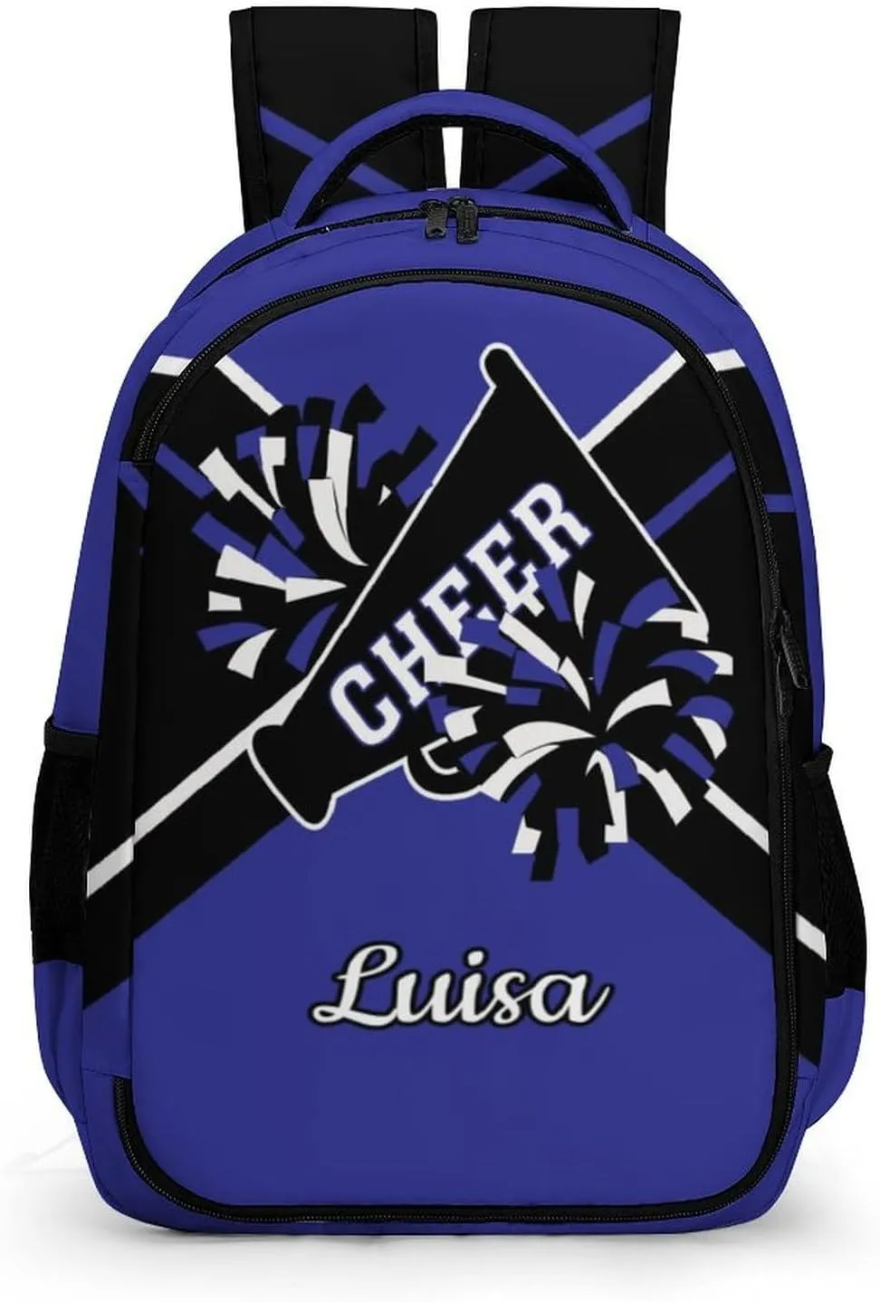 Dark Blue Cheerleader Waterproof School Backpack Personalized with Name for Men Women Sport Laptop Bag