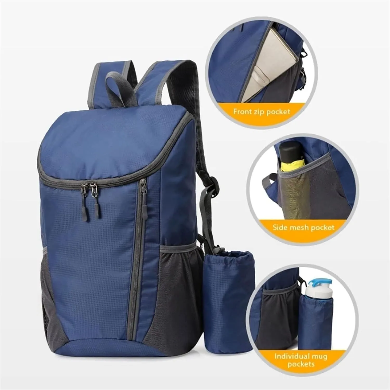 Daypack Climbing Touring Camping Backpack Ultralight Backpack With Bottle Holder Folding Travel Outdoor Sport Travel(D)