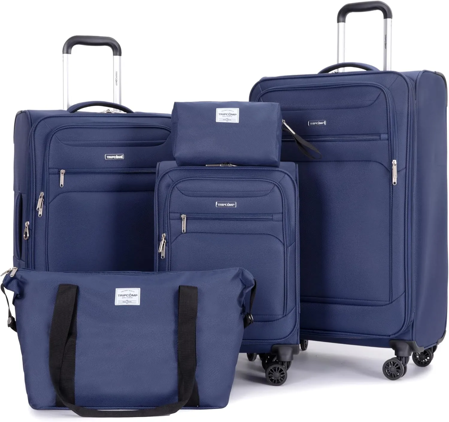 DEINPPA 5-Piece Set (18/23/27/Travelbag/toiletry bag),Softshell Suitcase Spinner Wheels Terylene Polyester Luggage Sets Carry On Suitcase Luggage Lightweight Durable Suitcase BLUE