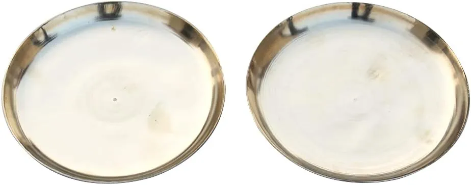 DeKulture Ayurveda Kansa Platters - Pure Bronze Appetizer & Dessert Plates (Set of 2)