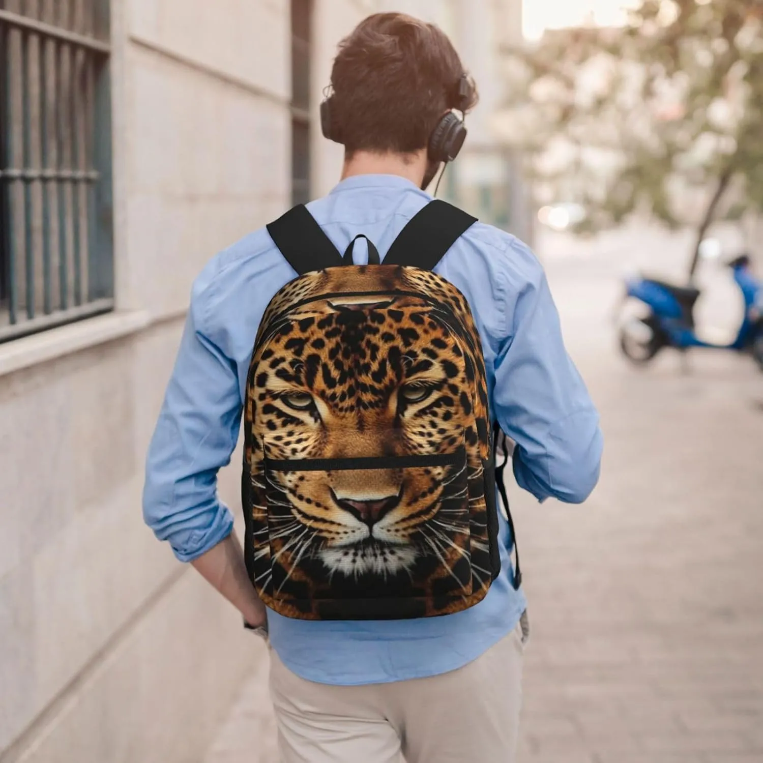 Depict a leopard Travel Backpack for Men & Women 17 inch Laptop Backpack Waterproof Work Back Pack