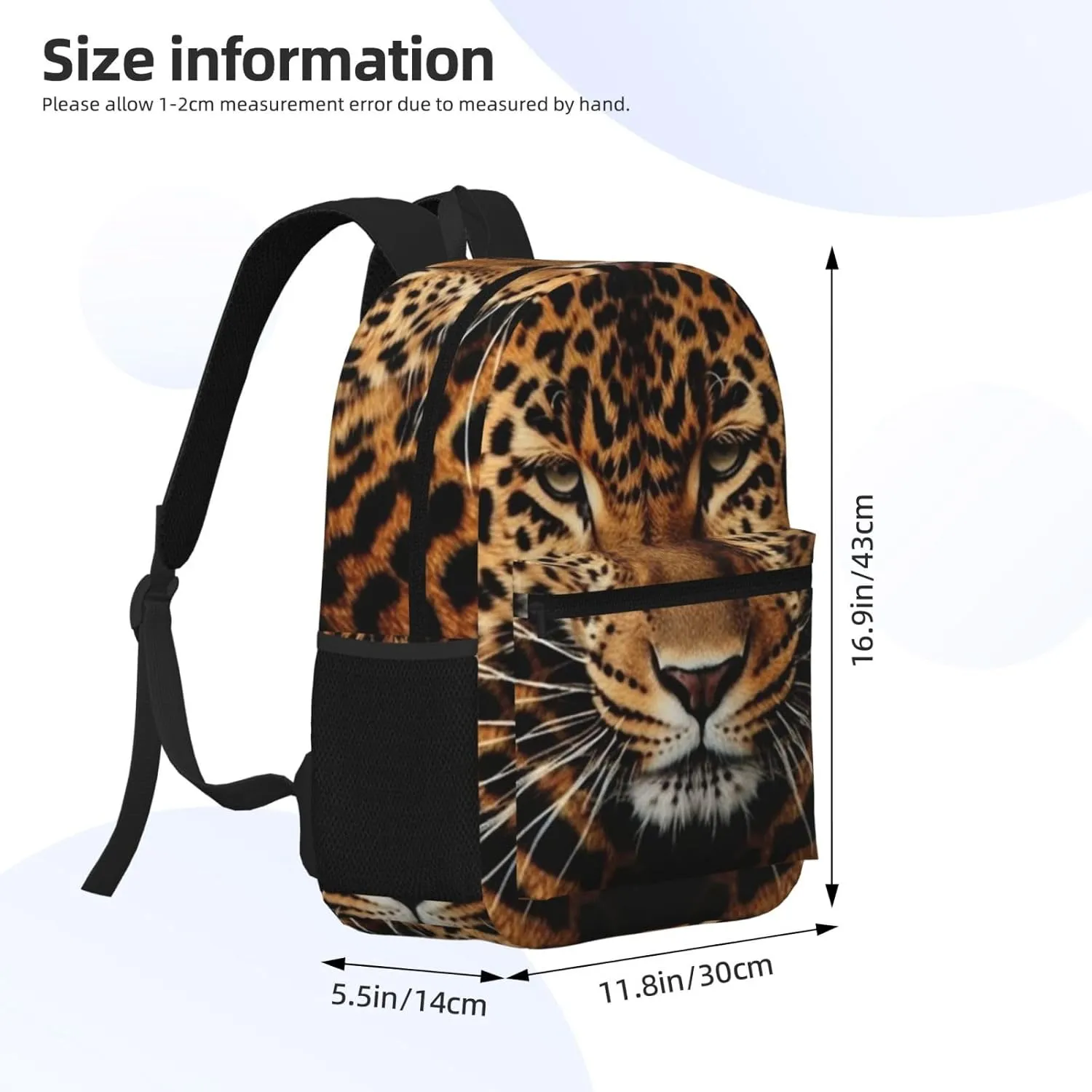 Depict a leopard Travel Backpack for Men & Women 17 inch Laptop Backpack Waterproof Work Back Pack