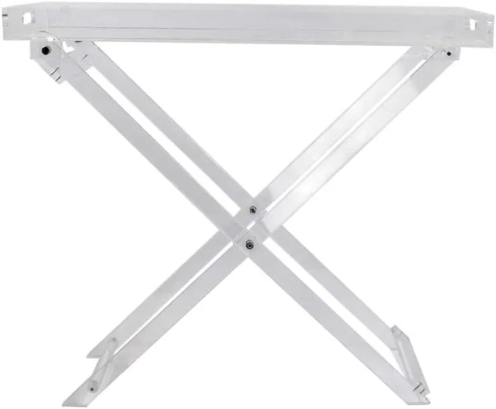 Designstyles Acrylic Folding Tray Table – Modern Chic Accent Desk - Kitchen and Bar Serving Table - Elegant Clear Design (Long)