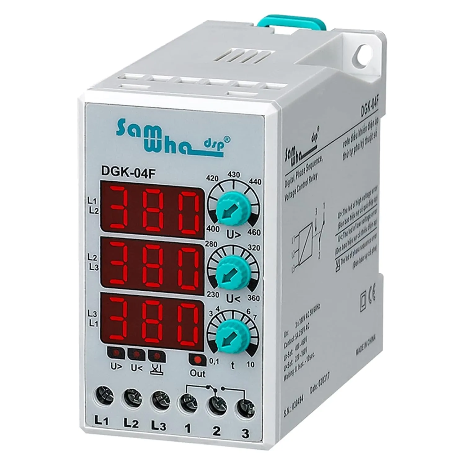 DGK-04F Phase Sequence Three Phase Failure Voltage Protection Relay Voltage Seting Relay(3 * 380V Non-Neutral)