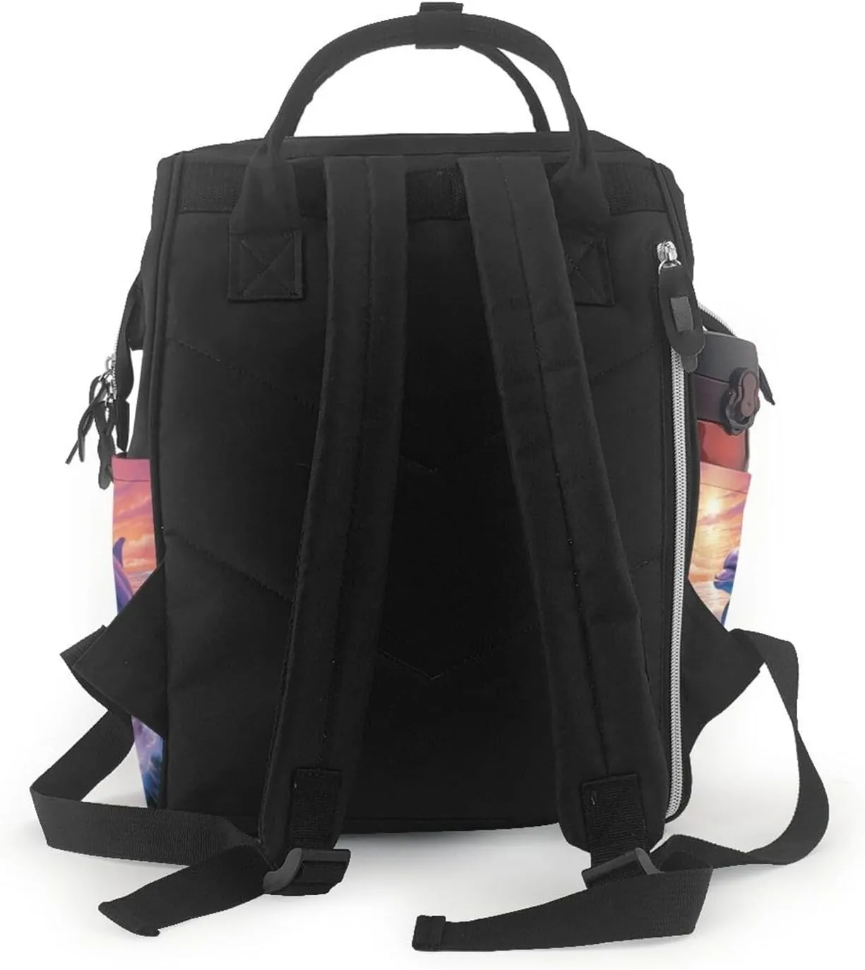 Diaper Bag Nappy Backpack Baby Bag Black and white tiger Mummy Backpack Multifunction Changing Bags for Travel, Dolphins Art, One Size