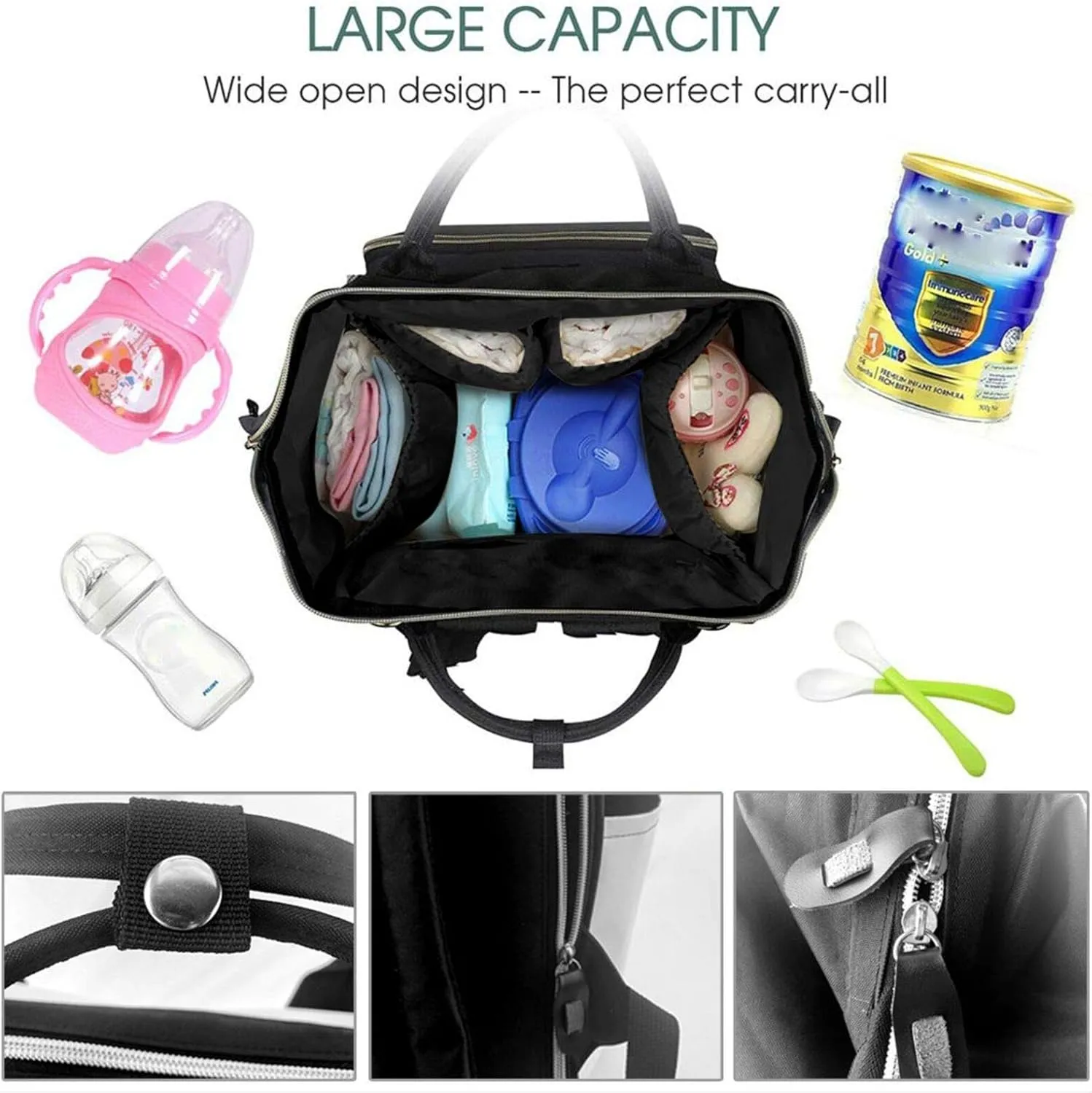 Diaper Bag Nappy Backpack Baby Bag Las Vegas night view Mummy Backpack Multifunction Changing Bags for Travel, Blue Flame, One Size