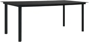 Dining Table Black Steel Glass Top, Outdoor Furniture, Kitchen Table, Foldable, Camping Dining Furniture