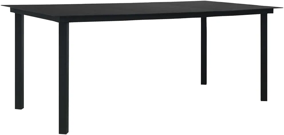 Dining Table Black Steel Glass Top, Outdoor Furniture, Kitchen Table, Foldable, Camping Dining Furniture