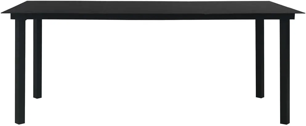 Dining Table Black Steel Glass Top, Outdoor Furniture, Kitchen Table, Foldable, Camping Dining Furniture