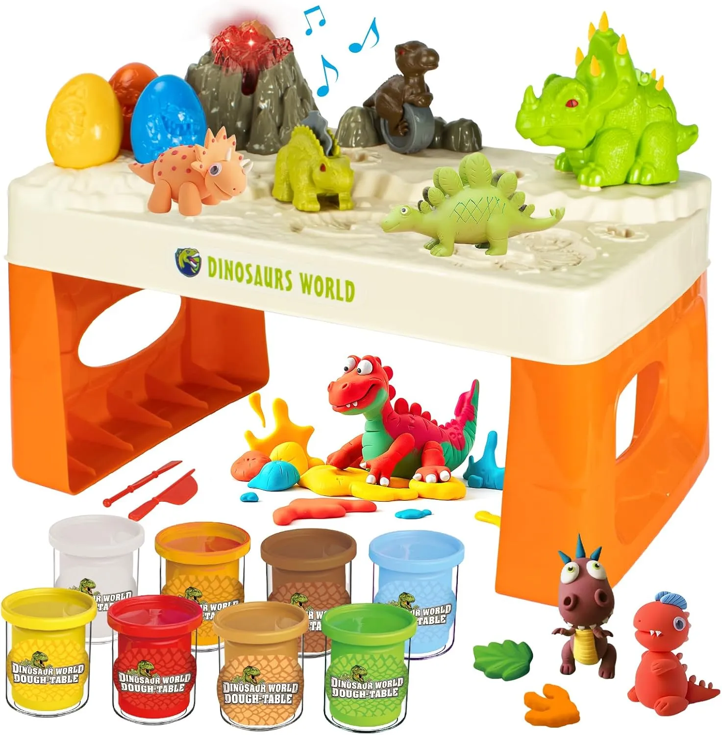 Dinosaur Playdough Sets for Kids Ages 2-4,Play Dough Table with Tools and Molds,Playdough Tool Set Dinosaur Toys for Kids 3-5