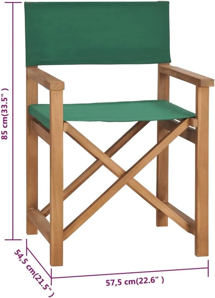 Director's Chair,Outdoor Folding Chair,Lawn Chair,Porch Chairs,Tanning Chairs for Outside,Portable Camping Chair,for Garden, Lawn, Backyard, Deck, Pool Side, Fire Pit, Solid Teak Wood Green