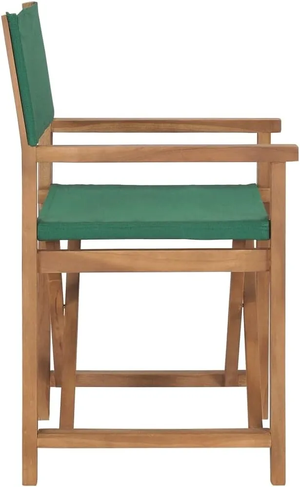 Director's Chair,Outdoor Folding Chair,Lawn Chair,Porch Chairs,Tanning Chairs for Outside,Portable Camping Chair,for Garden, Lawn, Backyard, Deck, Pool Side, Fire Pit, Solid Teak Wood Green