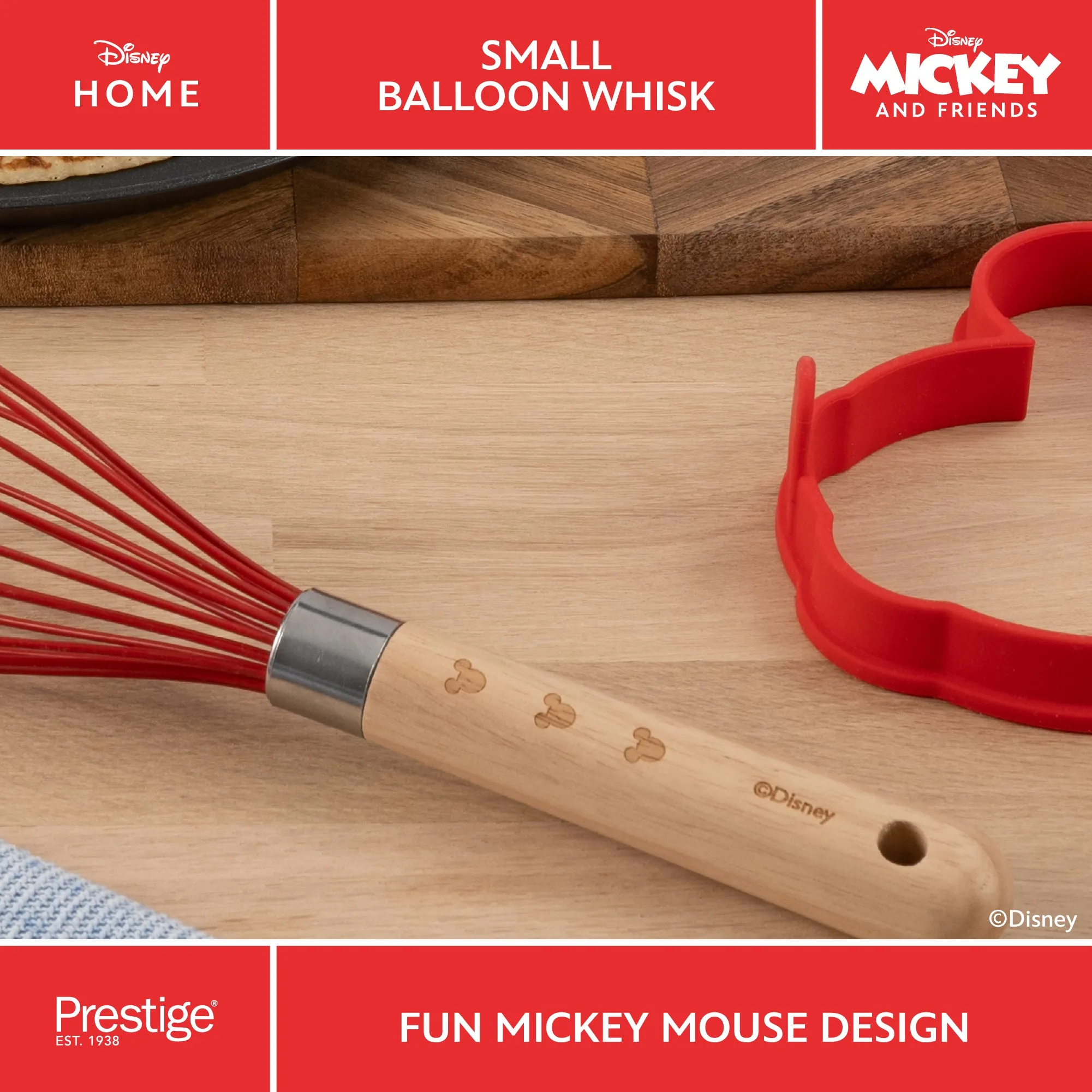 Disney Non-Stick Large Pancake Pan, Whisk, Mould & Spatula Set