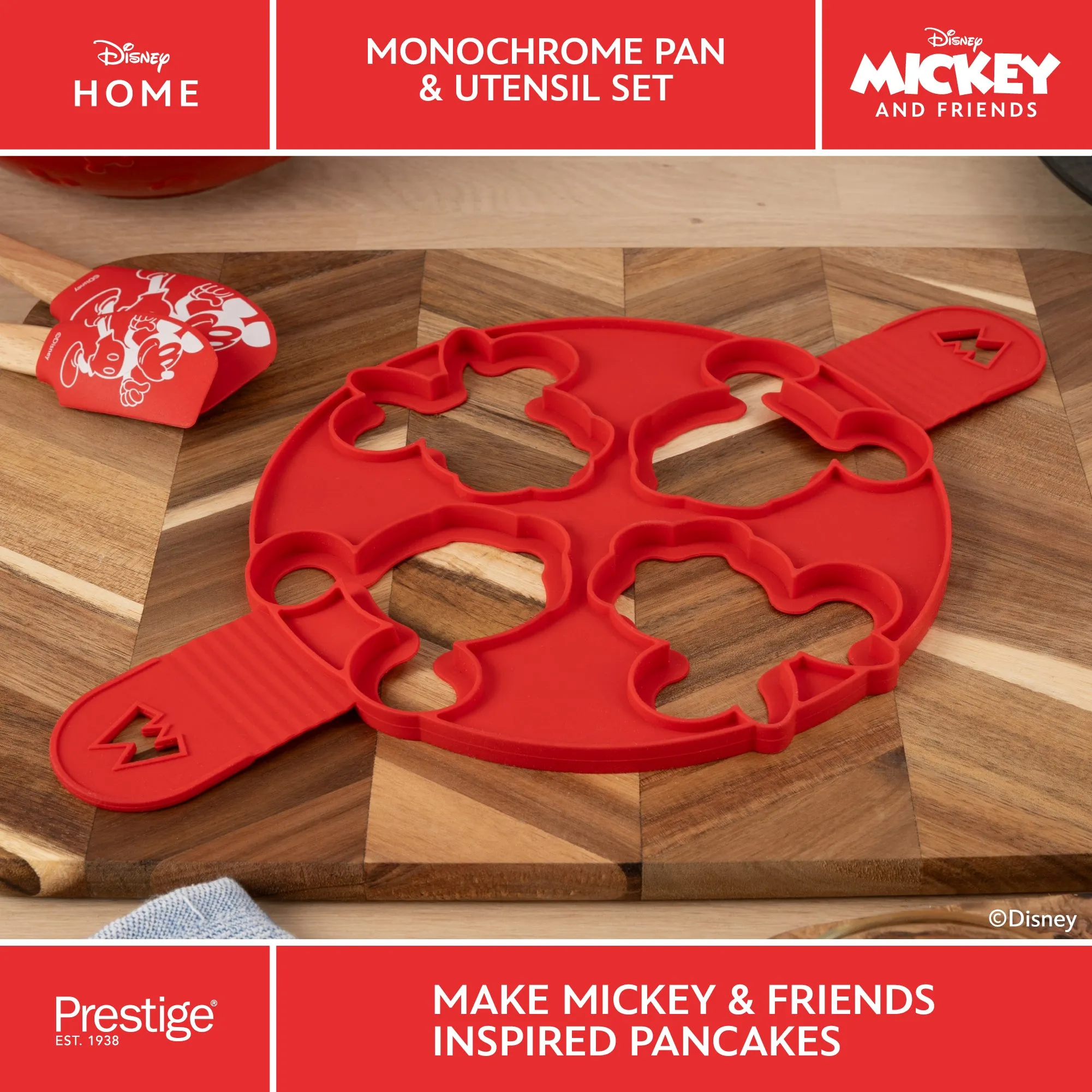 Disney Non-Stick Large Pancake Pan, Whisk, Mould & Spatula Set