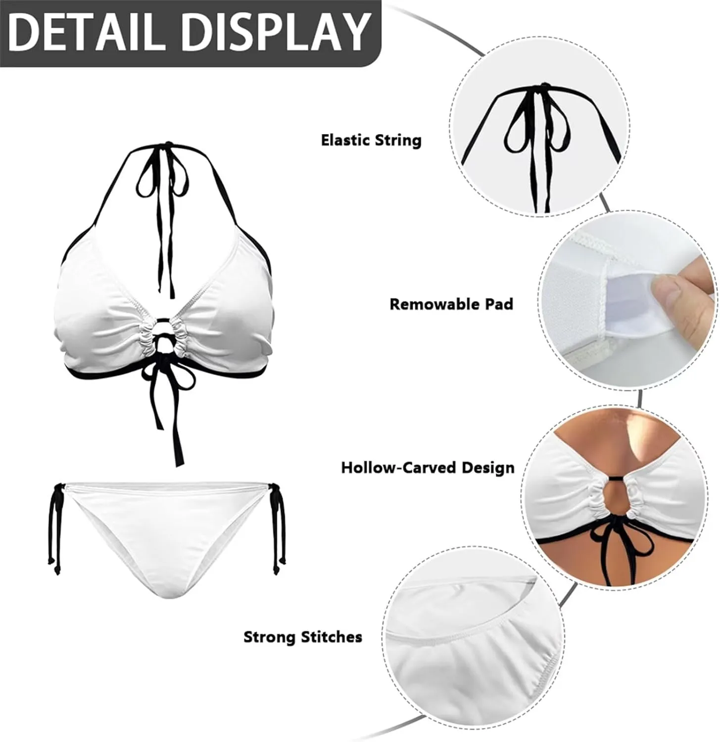 DISNIMO Women's String Two Piece Halter Top Triangle Bikini Set with Tie Side Bottom Sexy Swimsuit Bathing Suits