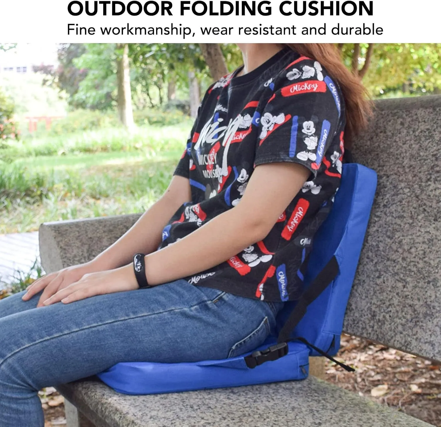 Diydeg Portable Stadium Seat Cushion, Outdoor Folding Padded Floor Chair with Back Support, Storage Pocket & Adjustable Strap, Lightweight Stadium Bleacher Seat for Sporting Events,